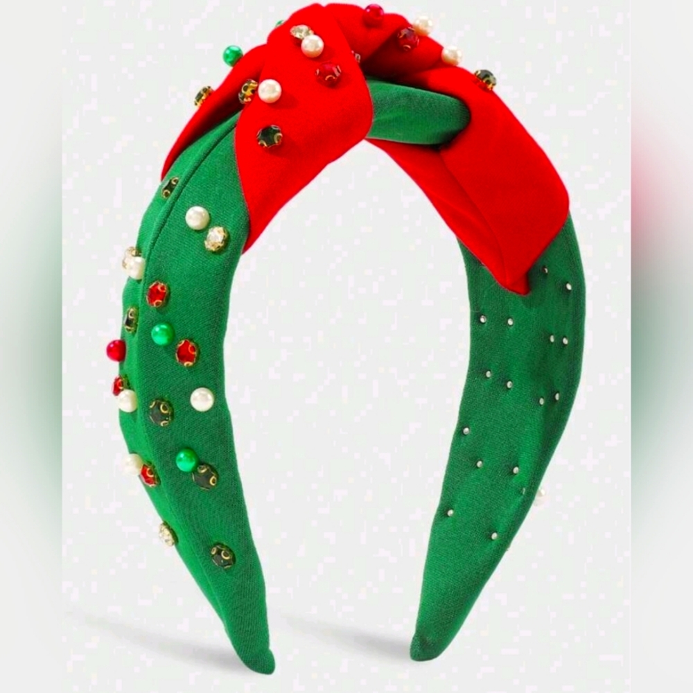 Christmas headband with pearls and stones
